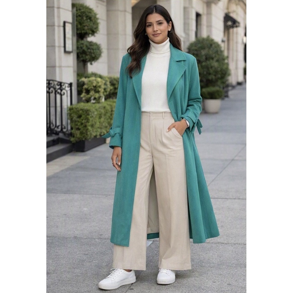 Vintage Lilli Ann Ultrasuede Teal Trench Coat 1970s